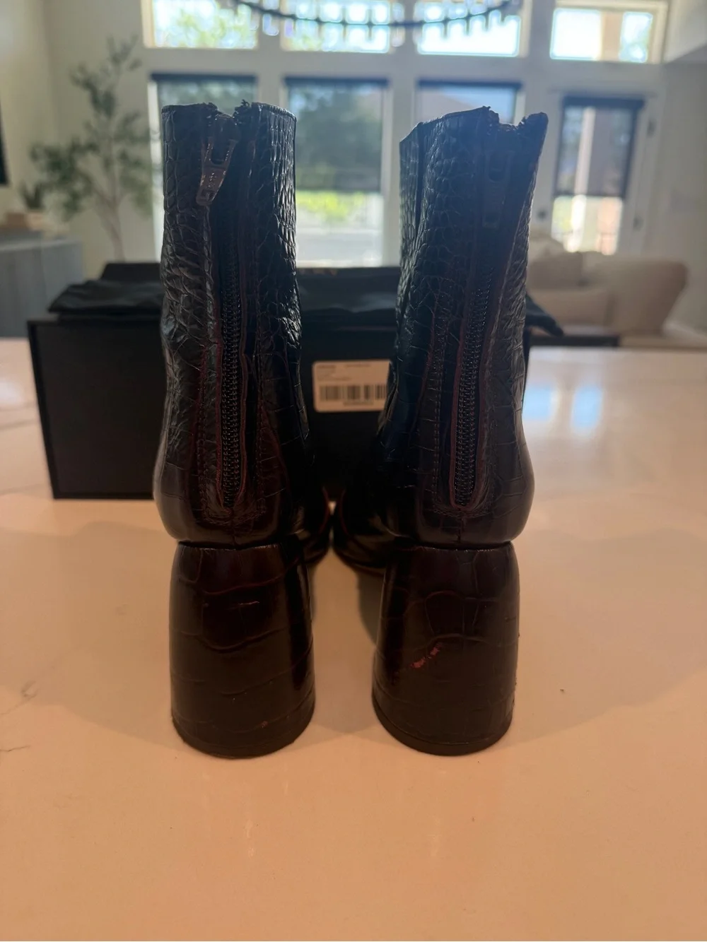 Ellery Croc Embossed Sacred Burgundy Bootie